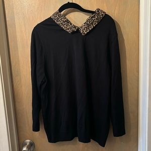 J. Crew Tippi Sweater with Leopard Collar